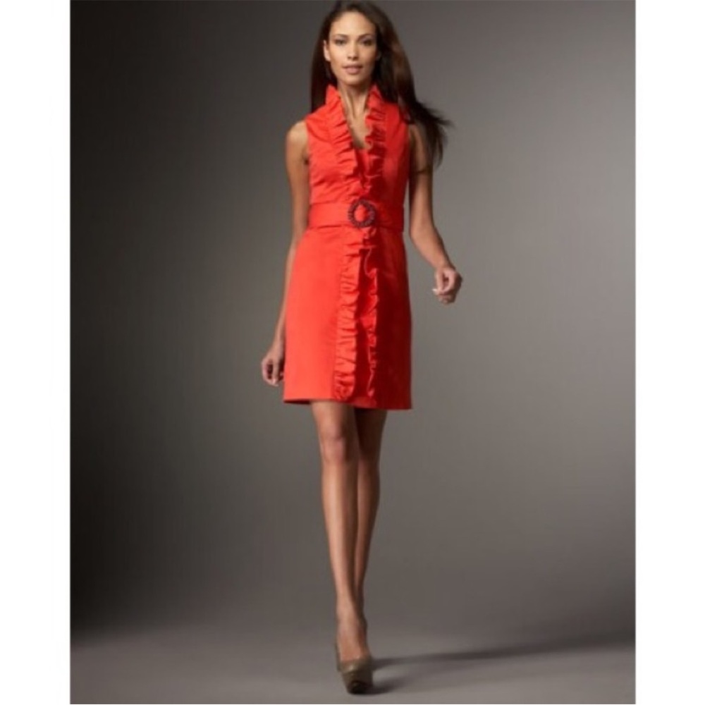 Milly Ruffle Linen Belted Dress